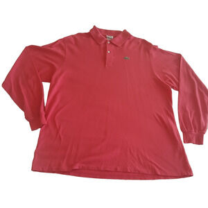 Lacoste Casual Shirt Men's Size 8 Coral Pink Long Sleeve Polo 100% Cotton